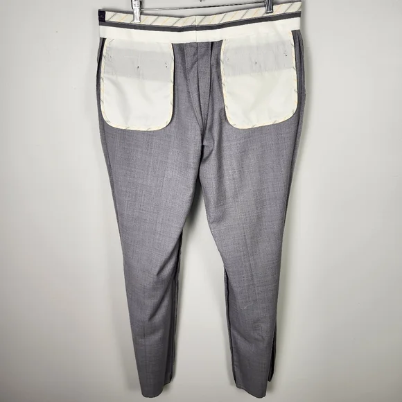 Mantoni 100% Italian Super Fine Wool No Pleat Dress Pants In Gray Size 38R #0413 - Picture 9 of 14